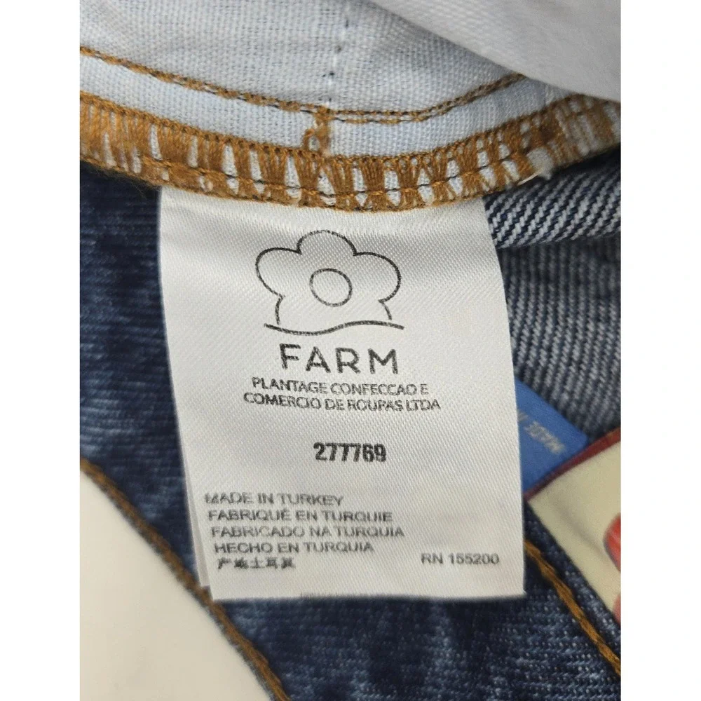 Farm Rio Denim Shorts Crochet Patches Size 29 Granny Square Cut Offs